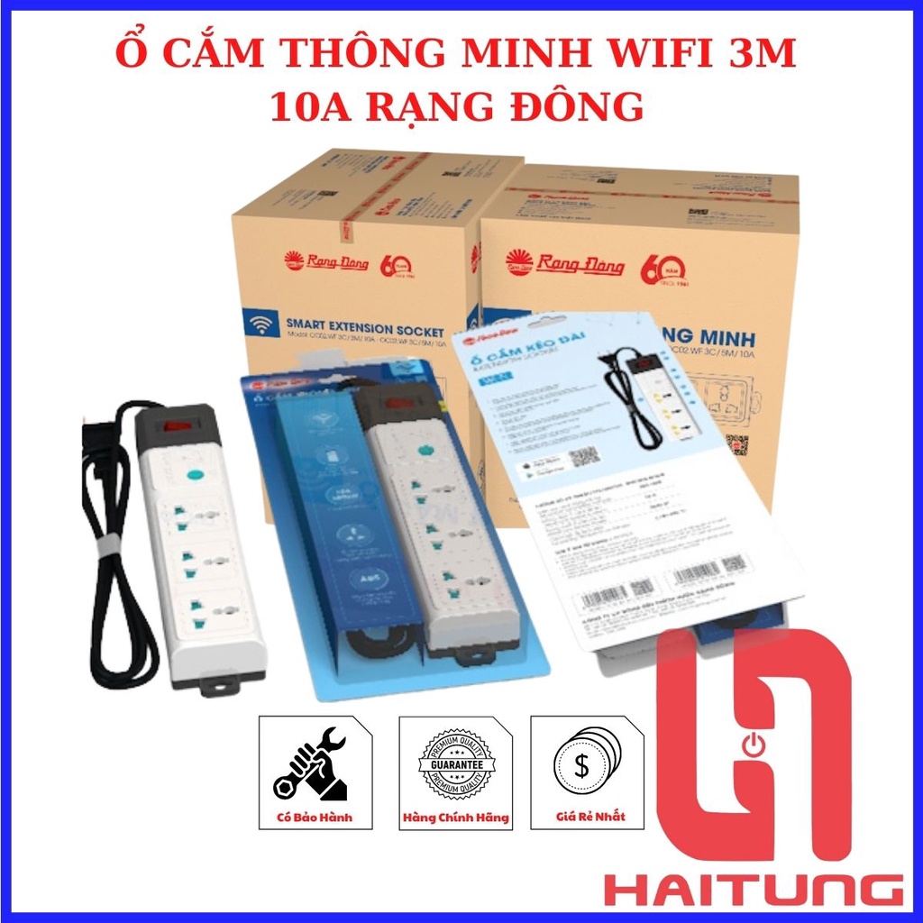 Ổ Cắm Thông Minh WIFI Rạng Đông. Điện 220V, 10A, Công Suất 2500W. Điều Khiển Từ Xa Qua Internet Bằng App Rạng Đông