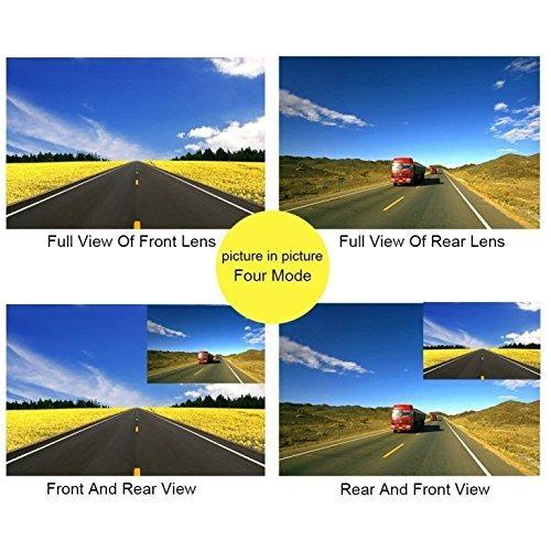 Máy ghi hình EKLEVA hai thấu kính hd1080p 30fps góc rộng 170 độ + phía sau 4.3 inch màu xanh dương cho xe hơi