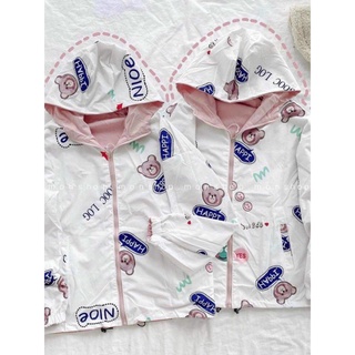 Áo khoác dù 2 mặt nữ style cute phối hình in cực đáng yêu -