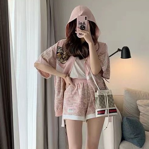 Bộ Đồ Thể Thao Hai Mảnh Áo Hoodie + Quần Short Phong Cách Hong Kong Kích Thước 2022 MM Mới Cho Nữ