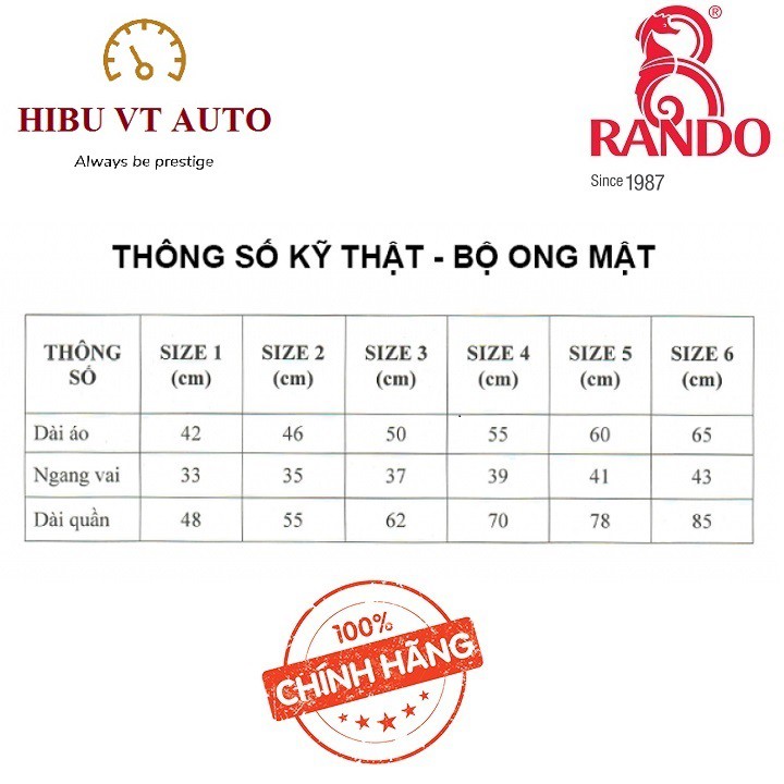 Áo mưa Rando trẻ em bộ ong mật  Size 2  dành cho bé có chiều cao từ 0.9 – 1.05 m