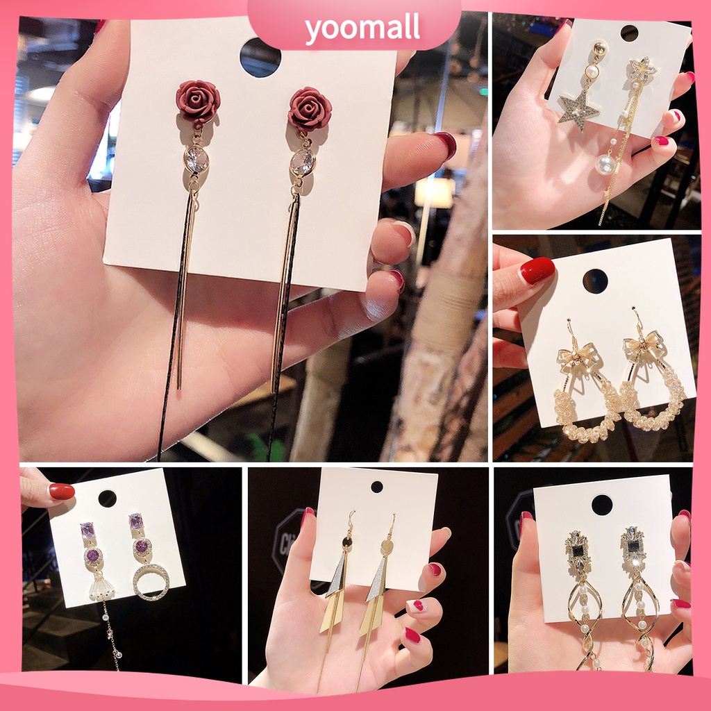 Ở stcok| 1 Đôi Khuyên Tai Dài Thắt Nơ Tua Rua Đính Ngọc Trai Giả Vintage Làm Quà Tặng Sinh Nhật