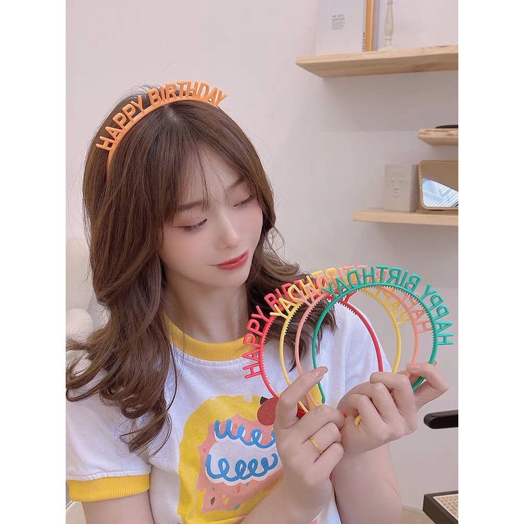 Bờm nhựa sinh nhật,  băng đô cài tóc Happy Birthday siêu đáng yêu cho bé gái và người lớn