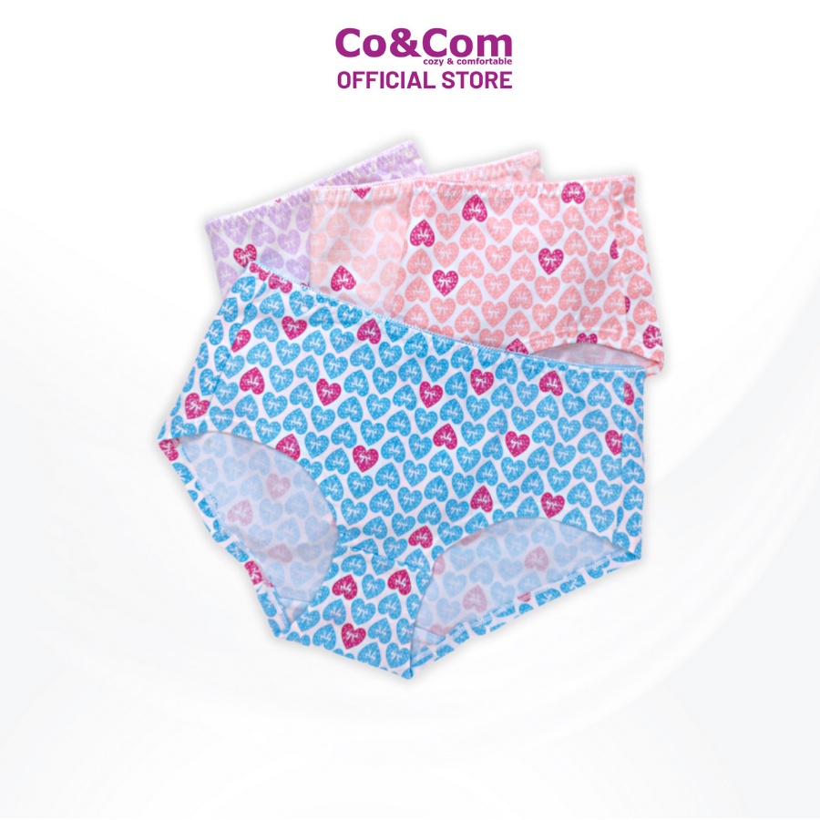 Quần Lót Teen Size Lớn 43-55 Kg Cotton Co&amp;Com NO9171 In Hình Tim Dễ Thương, Kháng Khuẩn