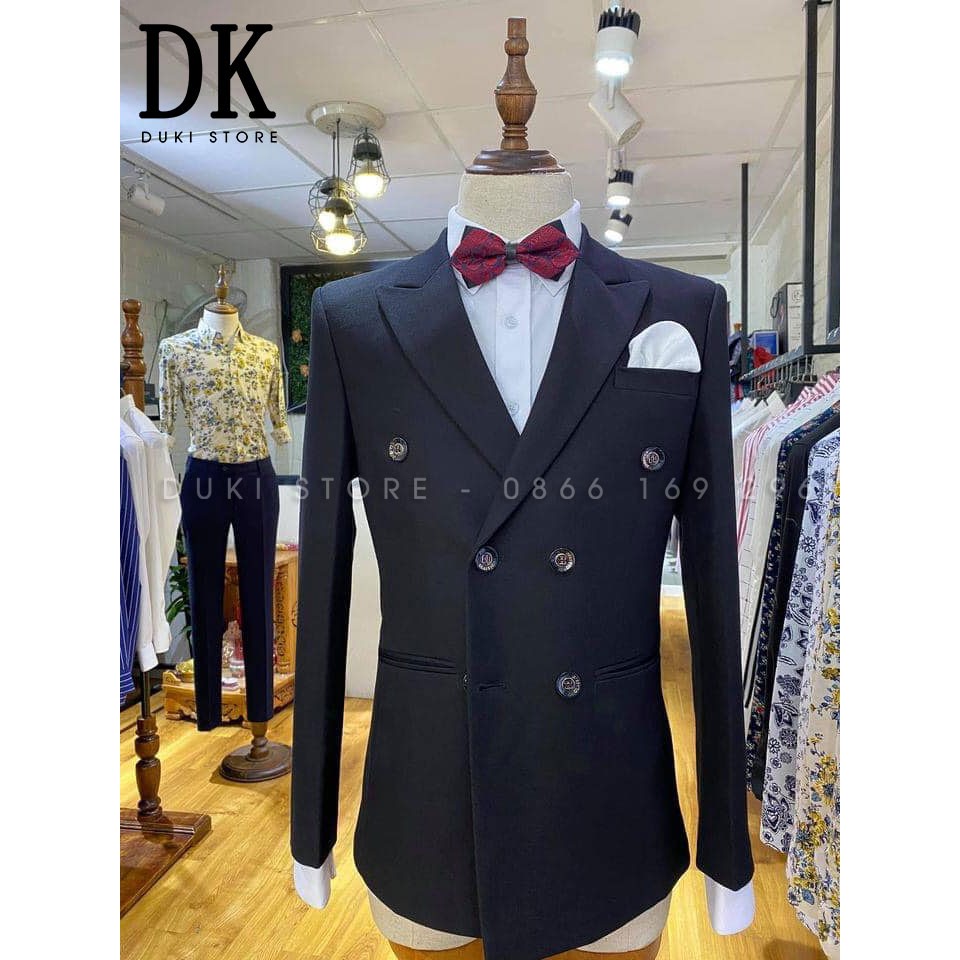 Hàng cao cấp | Bộ vest nam 6 cúc Hàn Quốc màu đen sang trọng - DUKI STORE