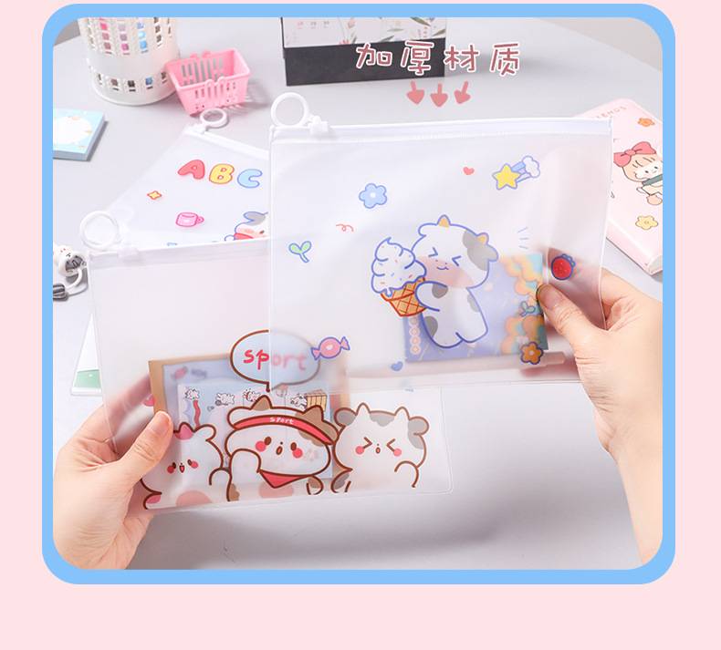 Túi Đựng Mỹ Phẩm , Hộp Bút Trong Suốt Phong Cách Nhật Bản Cute cartoon Transparent Big Pencil Case PVC School Supplies Pencil Bag Stationery Gift School Back To School Pencil Box kids gift