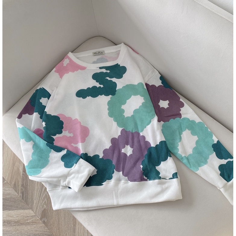 Áo sweater hoạ tiết chữ màu