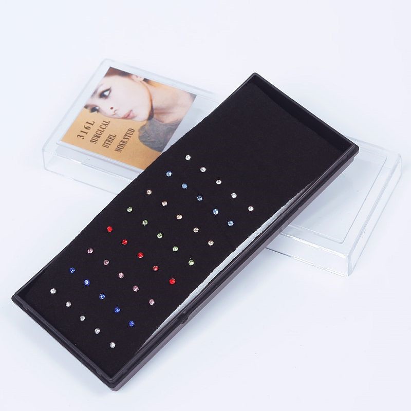 Set 40 khuyên mũi khuyên rốn nhiều màu thép không rỉ dùng cho dụng cụ y tế kiểu dáng mới