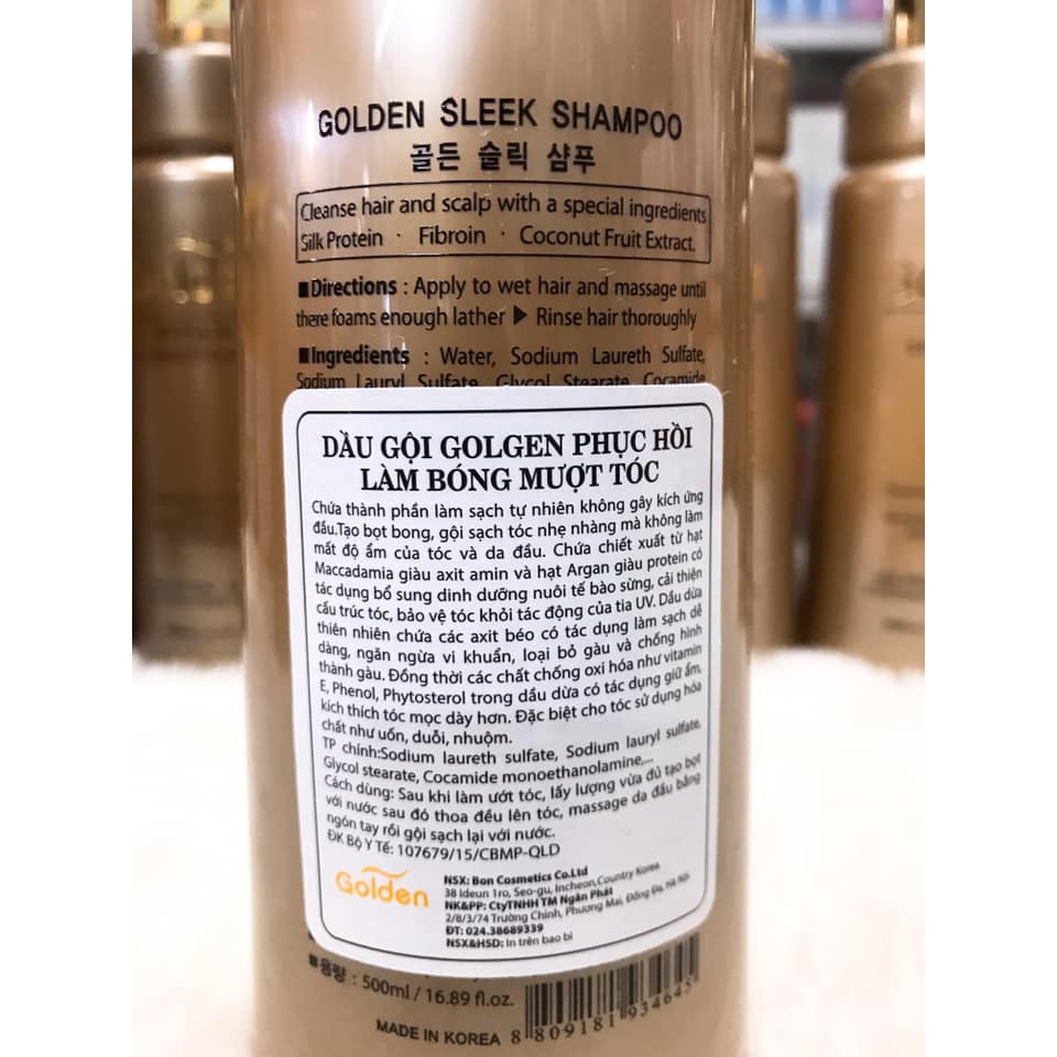 Dầu Gội - Dầu Xả GOLDEN SLEEK Phục Hồi Làm Bóng Mượt Tóc Chính Hãng Hàn Quốc