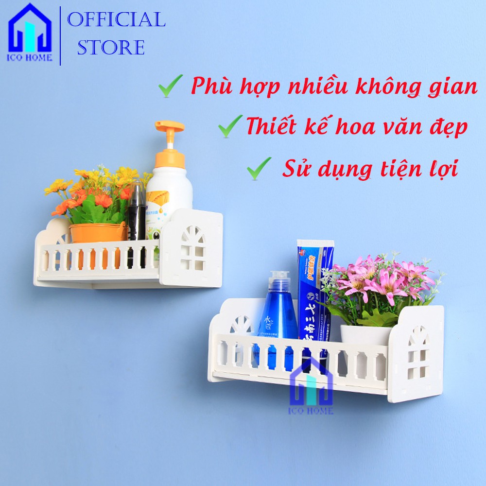 Kệ treo tường trang trí bằng gỗ đựng đồ đa năng, kèm móc đinh chịu lực KHÔNG CẦN KHOAN - ICO HOME