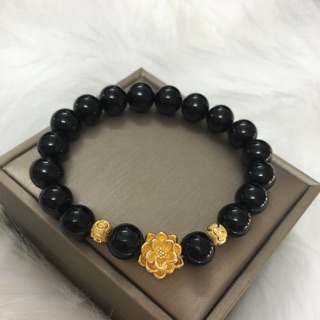 Vòng đá thạch anh mix cham bạc xi vàng 10li