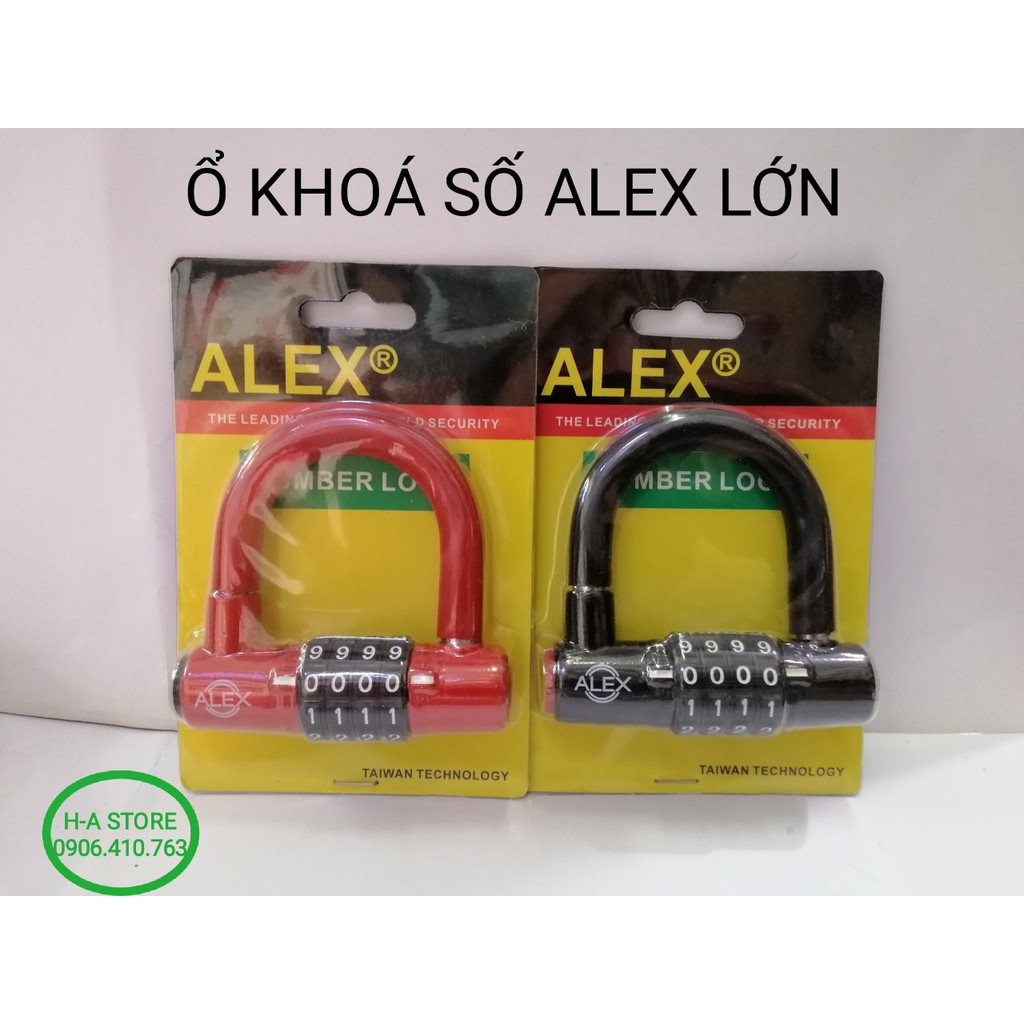 Ổ khóa cửa 4 số Alex lớn đỏ / đen