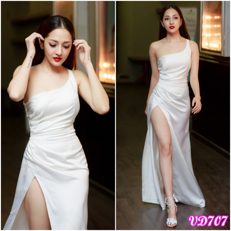 Đầm maxi xẻ đùi giống Bảo Anh
