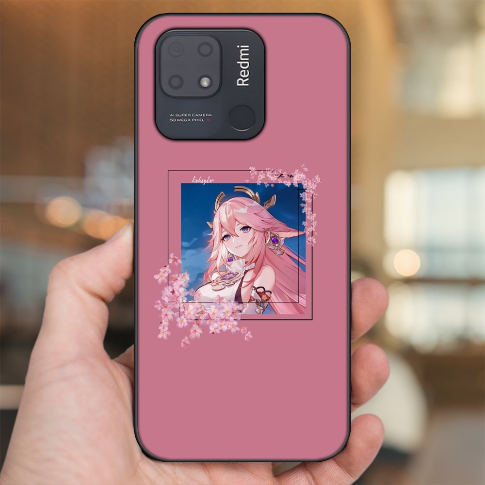 Ốp lưng Xiaomi Redmi 10C viền đen in hình Yae Miko Genshin Impact