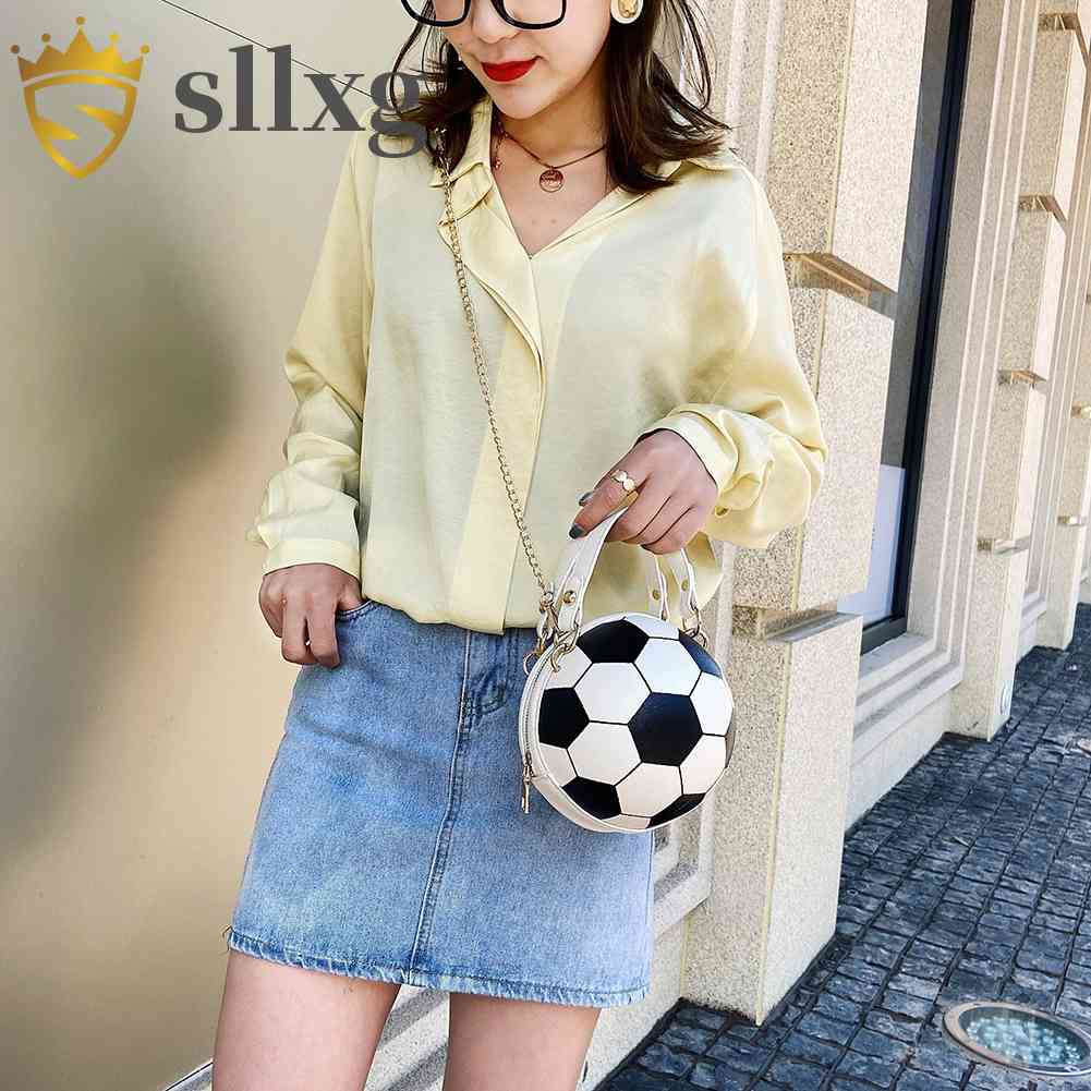 Túi Tote Đeo Vai / Xách Tay Hình Tròn In Họa Tiết Bóng Rổ / Bóng Đá Thời Trang Cho Nữ [Sllx