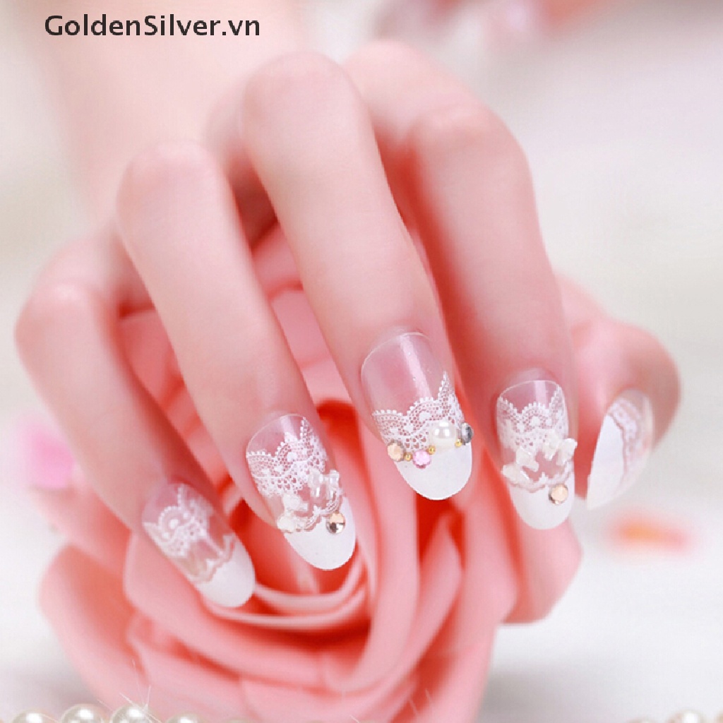 Set 24 Móng Tay Giả Acrylic Che Phủ Toàn Diện Phong Cách Pháp