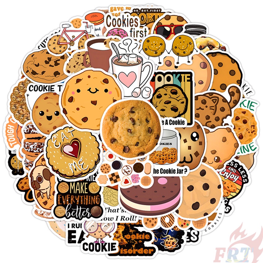 ❉ Dòng Bánh Quy 01 Nhãn Dán ❉ Bộ 50 Sticker Chống Thấm Nước Họa Tiết Doodle Hợp Thời Trang