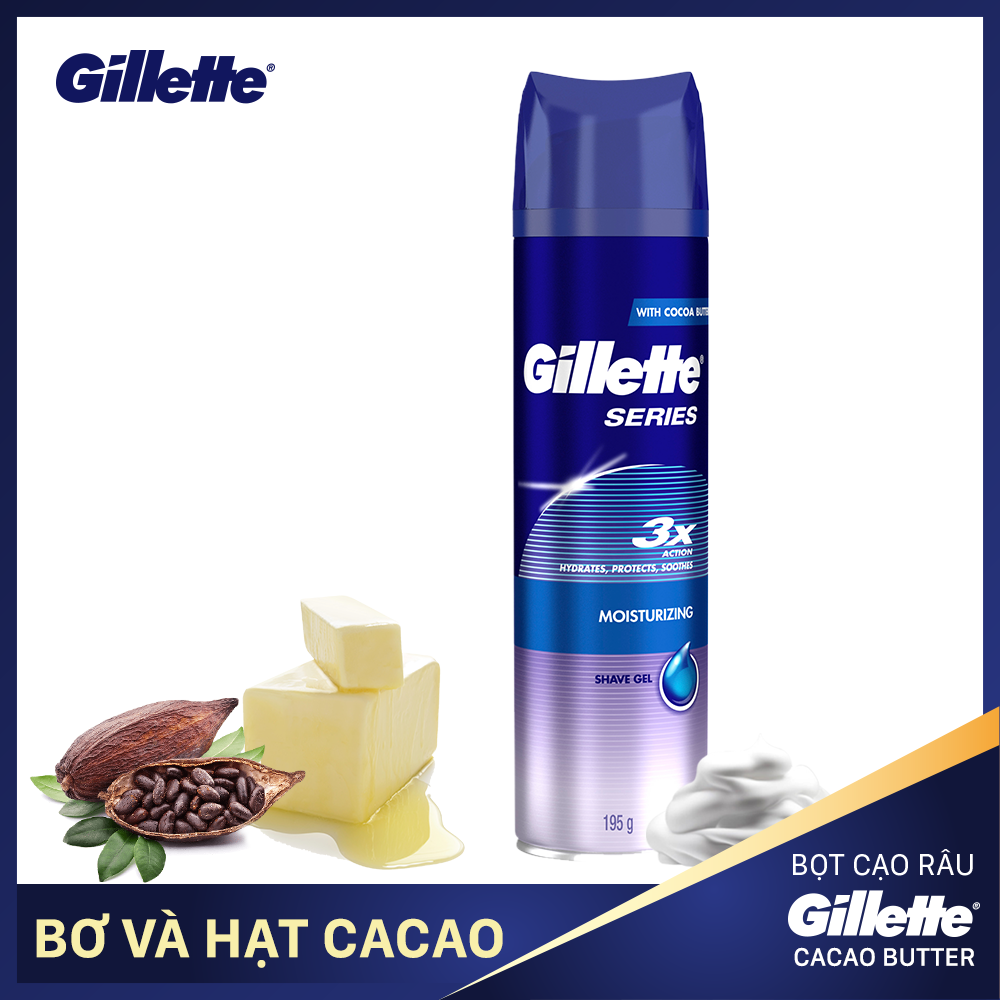 [Sản xuất tại Úc] Bọt cạo râu cao cấp Gillette Series bơ và hạt cacao 195g