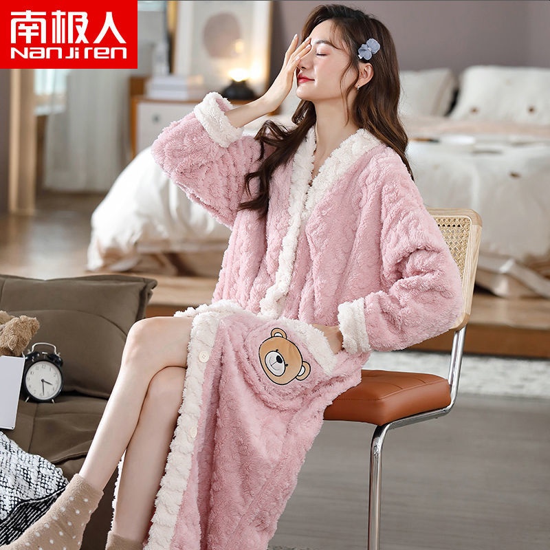 Áo Choàng Ngủ Chất Nỉ Ấm Áp Thời Trang Thu Đông Cho Nữ | BigBuy360 - bigbuy360.vn