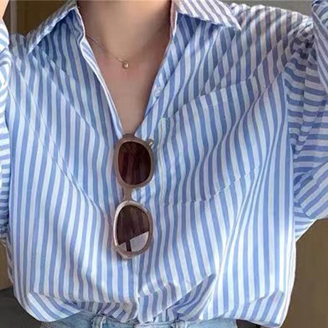 Áo Sơ Mi Tay Dài Dáng Rộng In Họa Tiết Khối Màu Thời Trang Phong Cách Hàn Quốc Cho Nữ