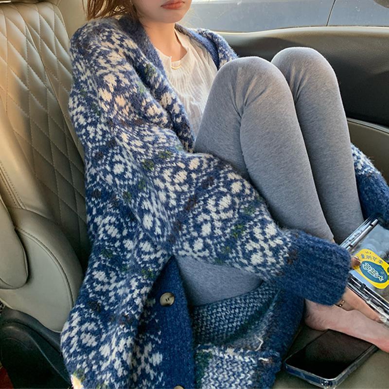 Áo Khoác Cardigan Dáng Dài Rộng Phong Cách Dân Tộc Thời Trang Thu Đông Hàng Mới 2022