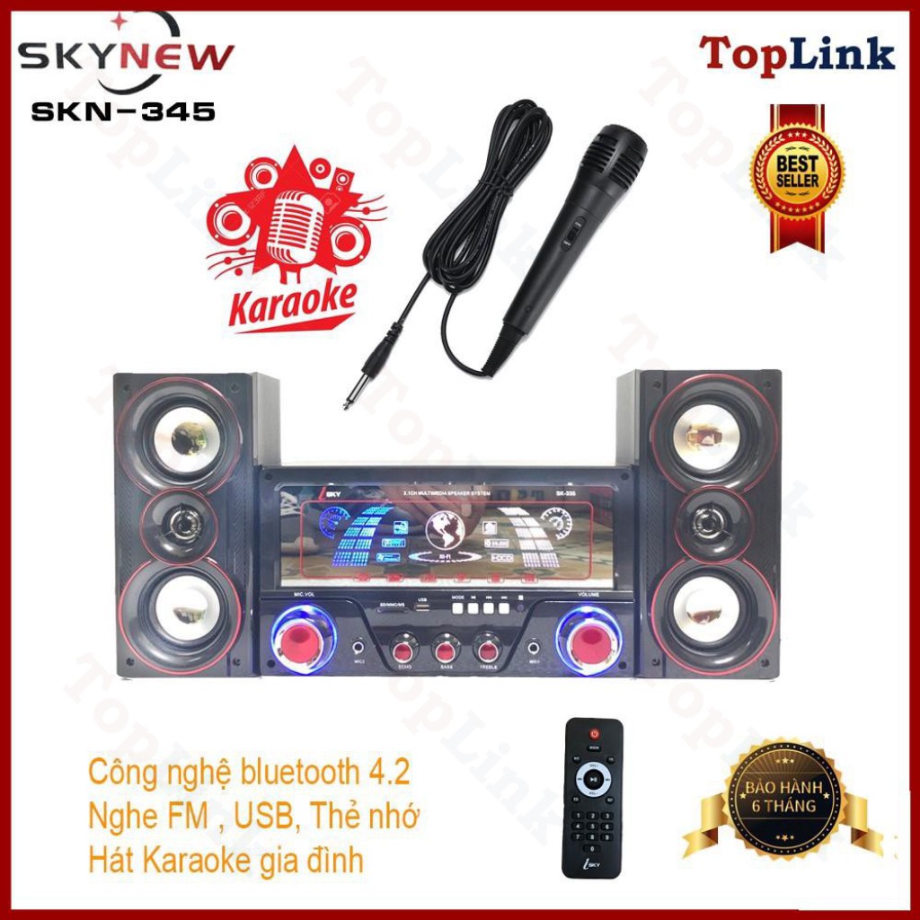 Dàn Âm Thanh Tại Gia - Dàn Âm Thanh Tại Nhà Hát Karaoke Có Kết Nối Bluetooth SKYNEW SK-345 Siêu Bass Hai Kênh 2.1