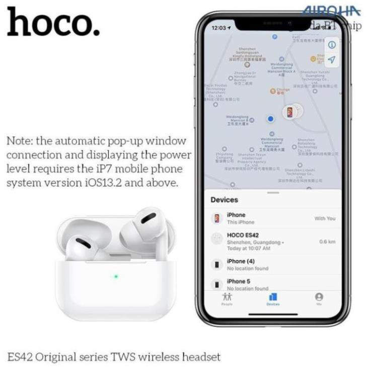 Tai nghe Bluetooth Hoco ES42 (sạc ko dây,pop-up,định vị) (Chính hãng, BH 1 năm)