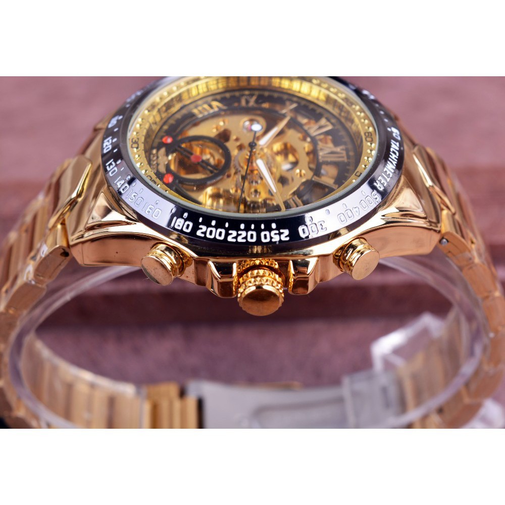 [Freeship đơn từ 150K] Đồng hồ nam Winner TM432 cơ lộ máy dây thép không gỉ - Full Vàng Đen | BigBuy360 - bigbuy360.vn