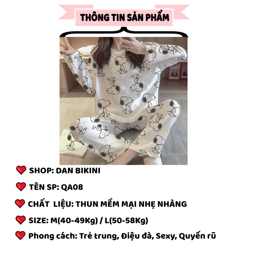 Đồ Bộ Nữ ❤️FREESHIP❤️ Đồ Ngủ Nữ pyjama dài tay phối hình họa tiết - Quần Áo Ngủ trẻ trung đáng yêu mã QA08