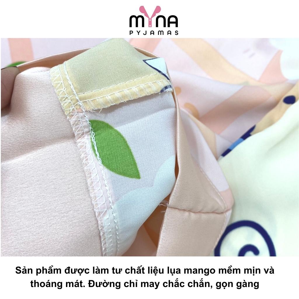 Bộ ngủ quần ngố cho bé dáng pijama cổ sen, chất lụa mango mềm mát - Myna Pyjamas