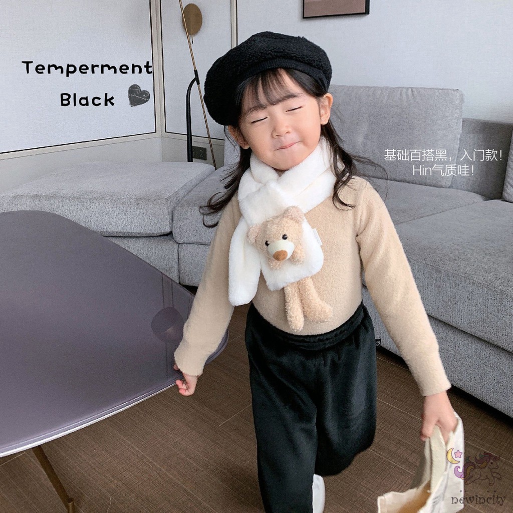 Khăn choàng cổ phối lông thú kiểu dáng xinh xắn dành cho bé