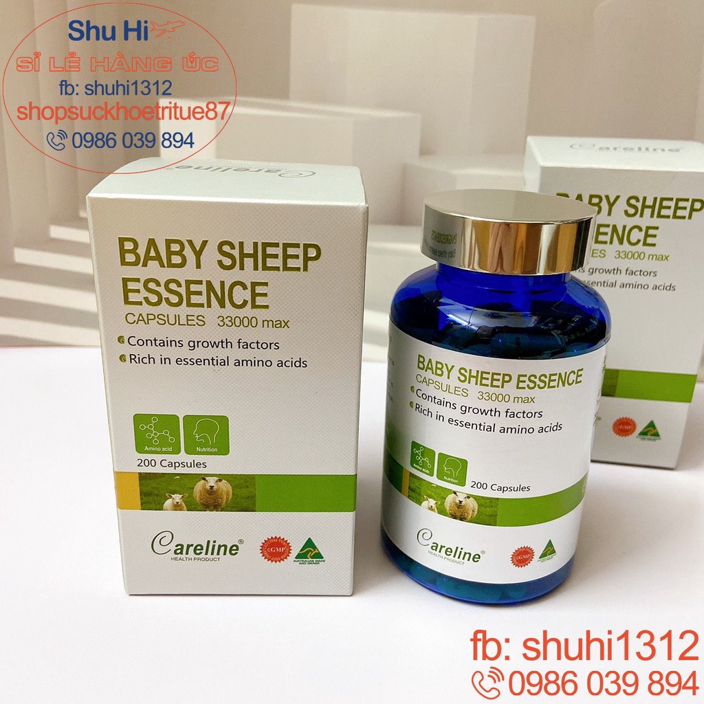 Nhau thai cừu cao cấp Careline Baby Sheep Essence 33000 Max 200 viên Úc