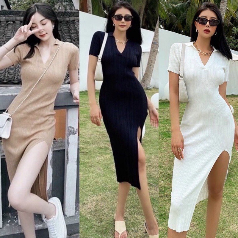 Đầm ôm body sọc,đầm xẻ tà tôn dáng | BigBuy360 - bigbuy360.vn