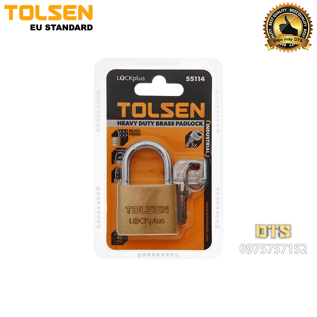 Ổ khoá treo đồng bấm công nghiệp size 40mm TOLSEN, khoá bấm khoá vali siêu cứng chống cắt - Tiêu chuẩn xuất khẩu châu Âu