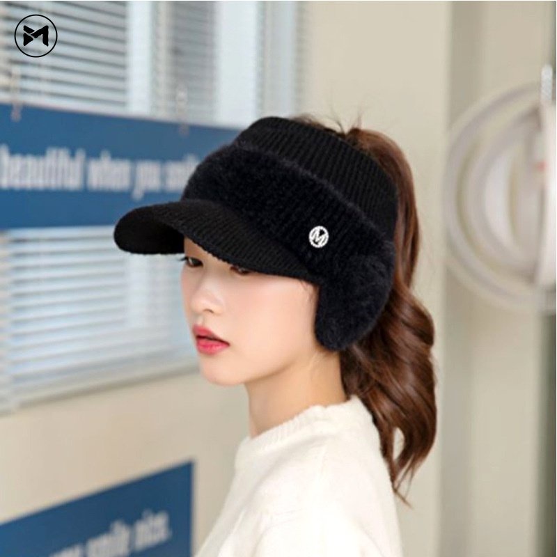 Mũ Len Hở Chóp Giữ Ấm Tai Thời Trang Thu Đông Phong Cách Hàn Quốc Cho Bé Trai