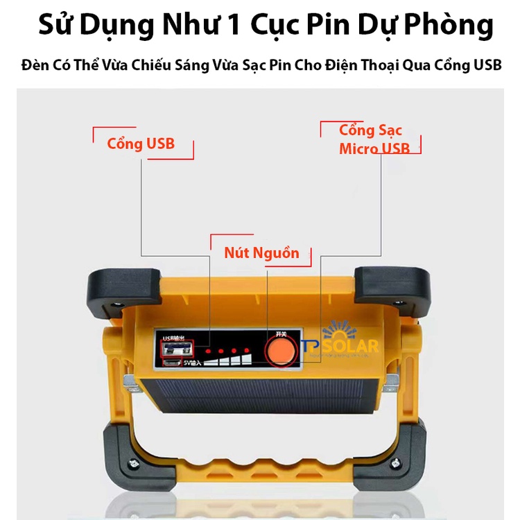 Đèn Pin Cầm Tay, Đèn Năng Lượng Mặt Trời Đa Năng Tiện Lợi 30W 60W TP- X30 TP-X60 TP Solar