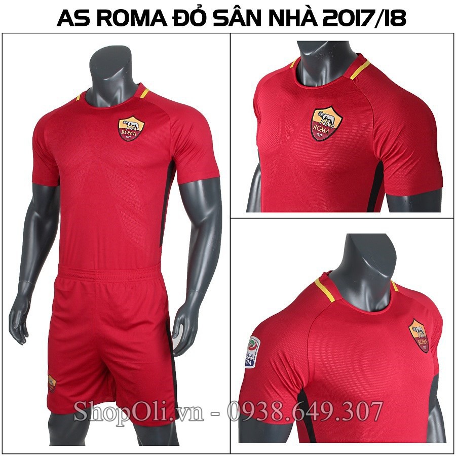 Quần áo đá banh AS Roma đỏ đô sân nhà 2017-2018