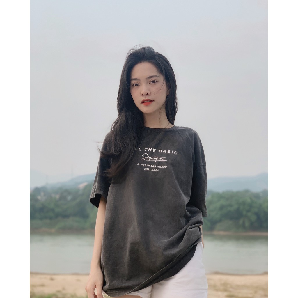 Áo Wash Xám Form rộng - Dark Grey V3 - all the basic