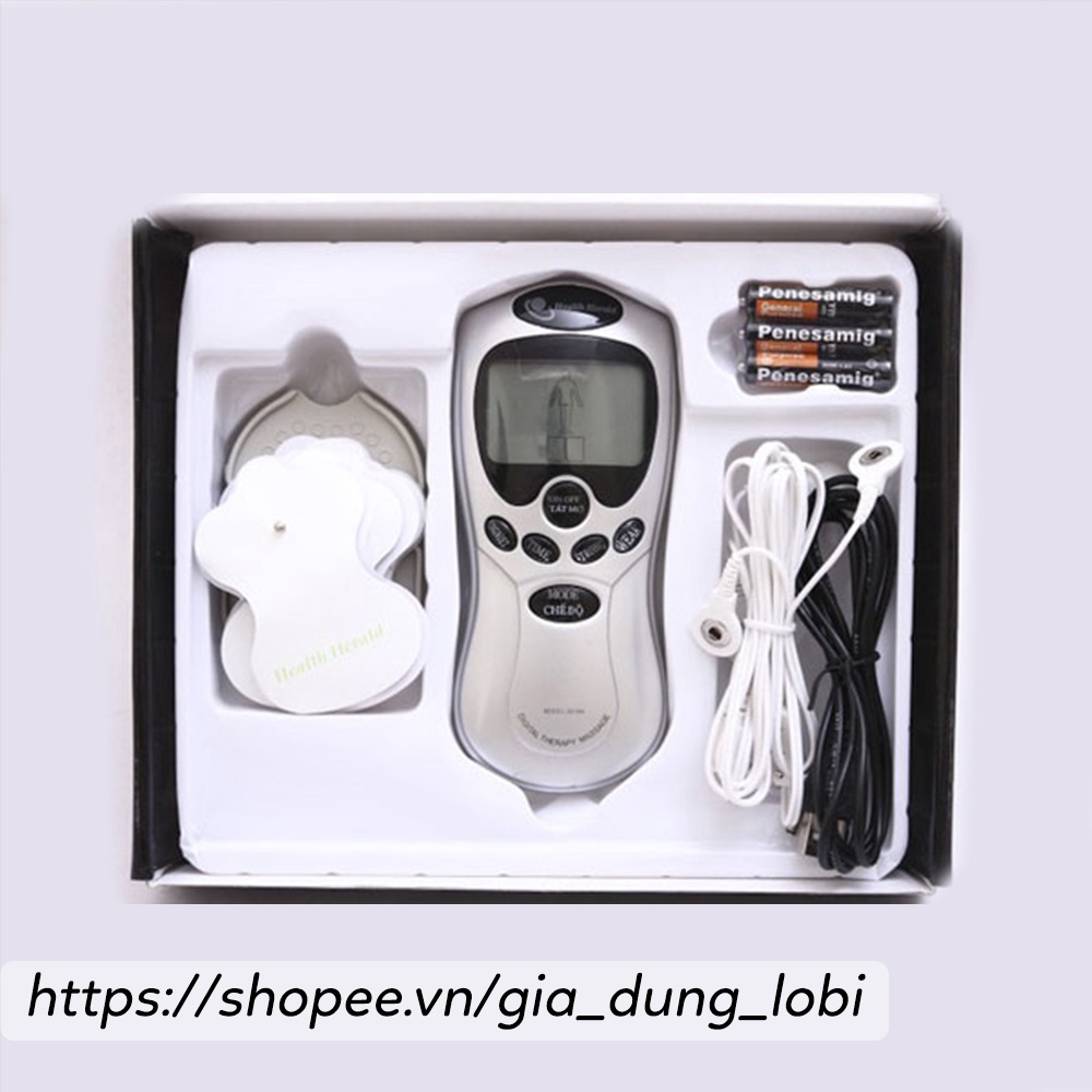 Máy massage xung điện Digital Therapy Machine SYK-208 kèm 4 miếng dán vật lý trị liệu mát xa châm cứu bấm huyệt cầm tay