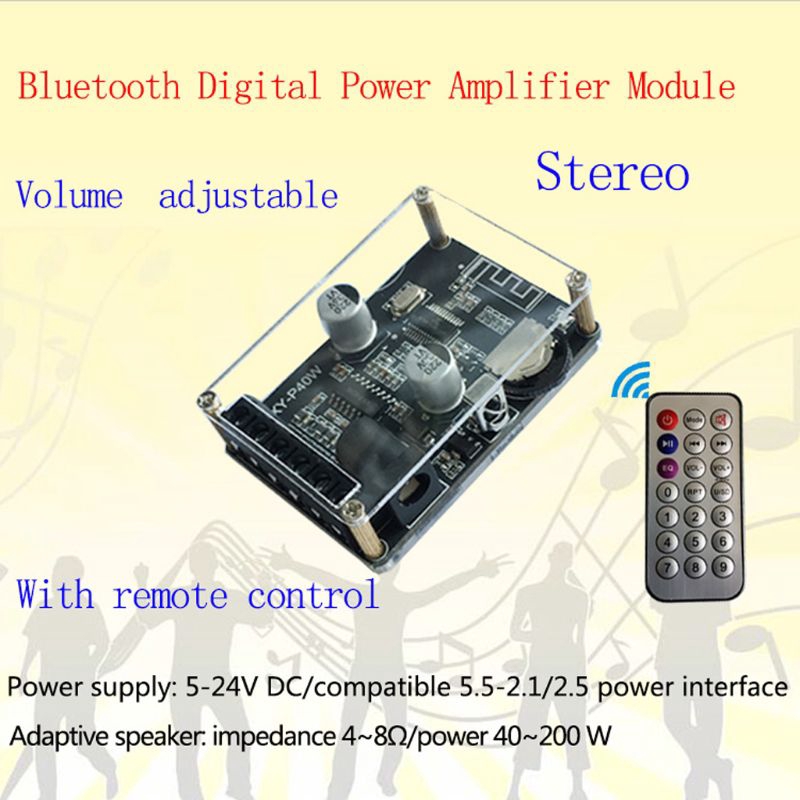 Bảng Mạch Khuếch Đại Âm Thanh Bluetooth Rr 'xy-p40w Kèm Remote Điều Khiển