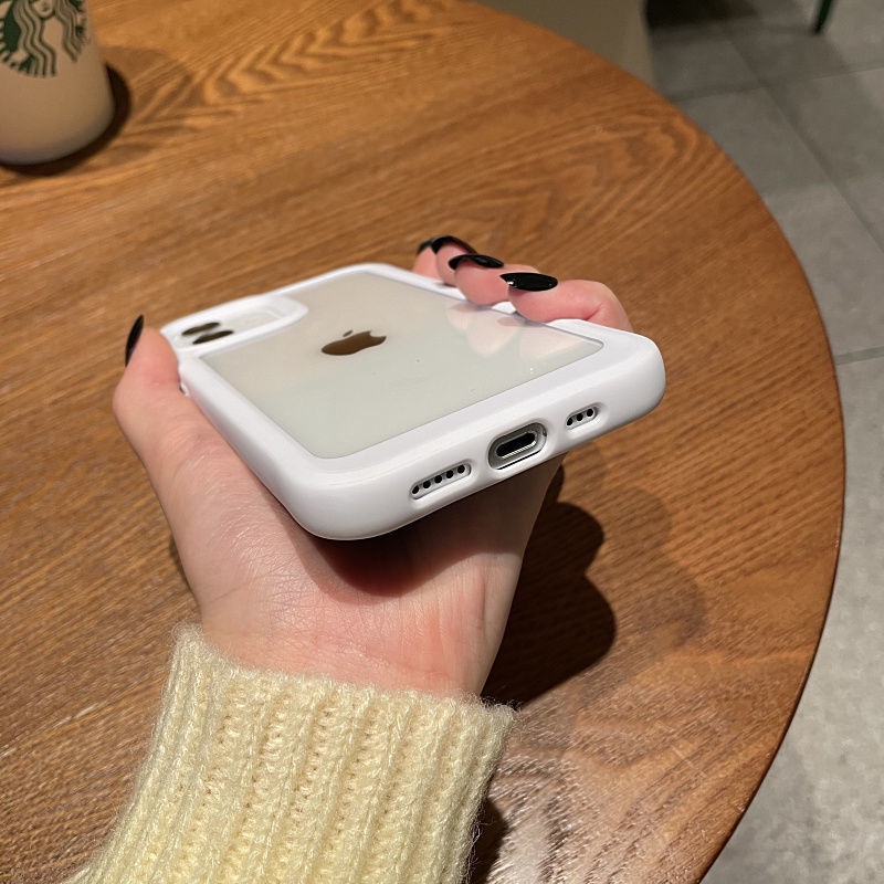 Ốp điện thoại nhựa TPU mềm trong suốt có viền trắng chống va đập cho iPhone 12promax 11 x/xr/Xs Max /7 8plus | BigBuy360 - bigbuy360.vn