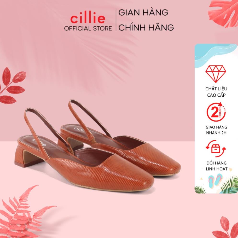 Giày sandal nữ thời trang bít mũi hở hậu gót xéo 3cm đi làm đi chơi Cillie 1062 po