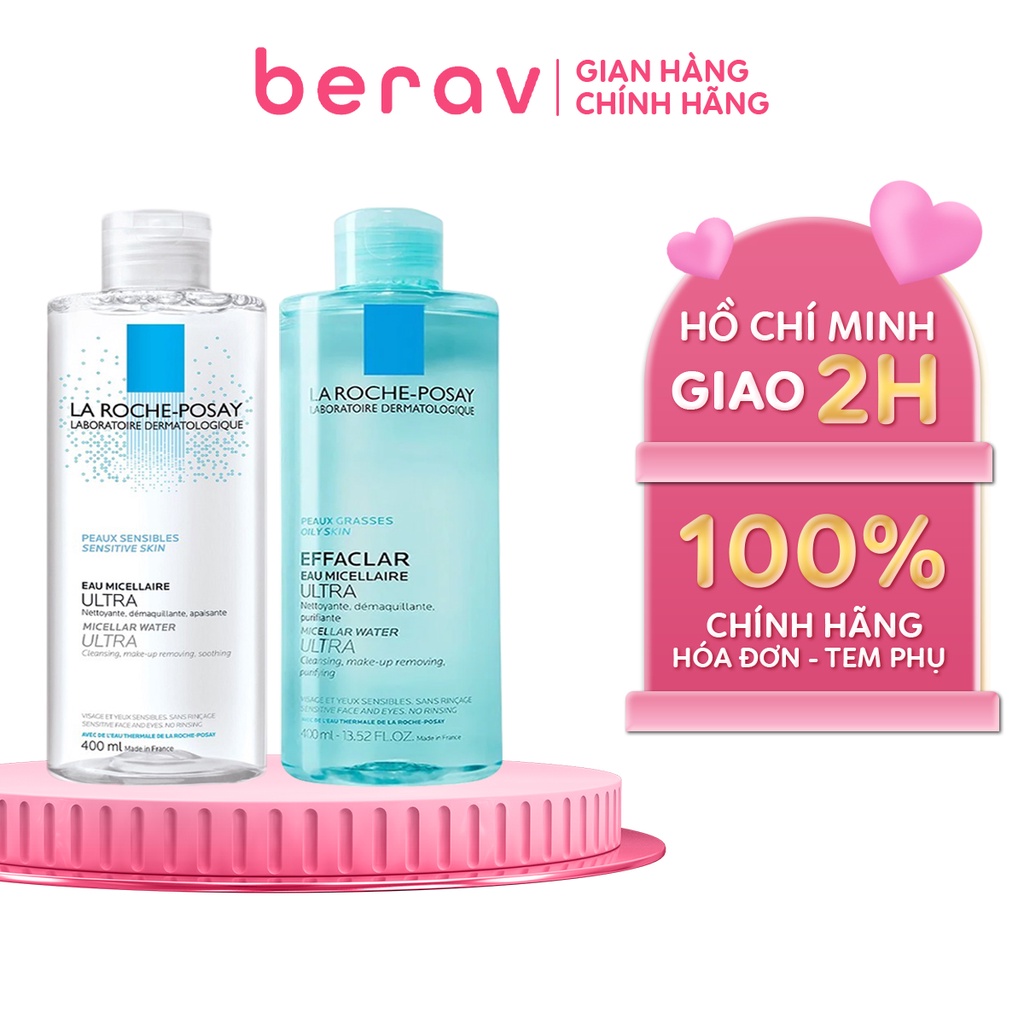 Nước tẩy trang La Roche-Posay Micellar Water cho da nhạy cảm, da dầu nhạy cảm 400ml/50ml