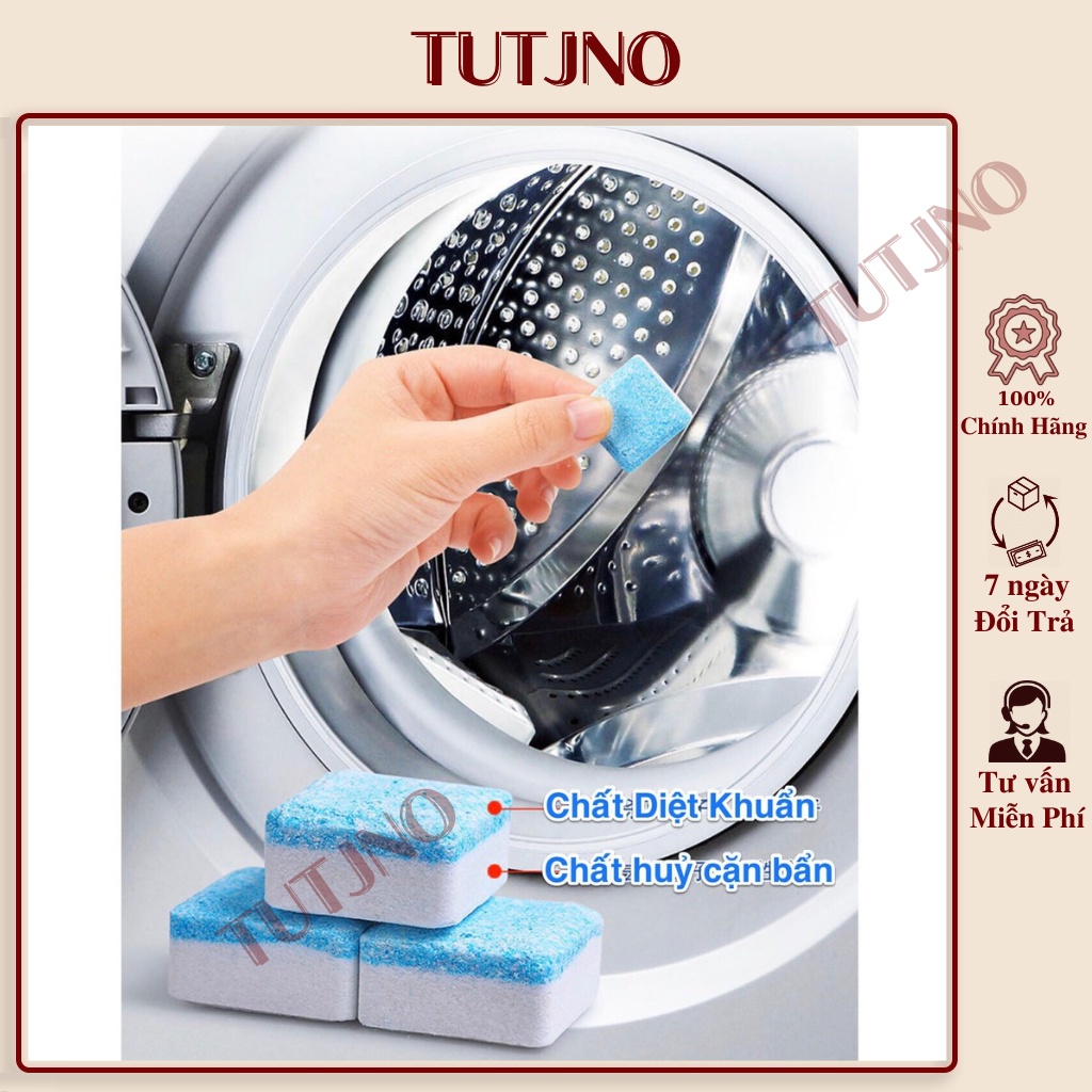 Hộp 12 Viên tẩy lồng giặt khử sạch cặn bẩn vệ sinh máy giặt diệt khuẩn và khử mùi lồng máy TUTJNO