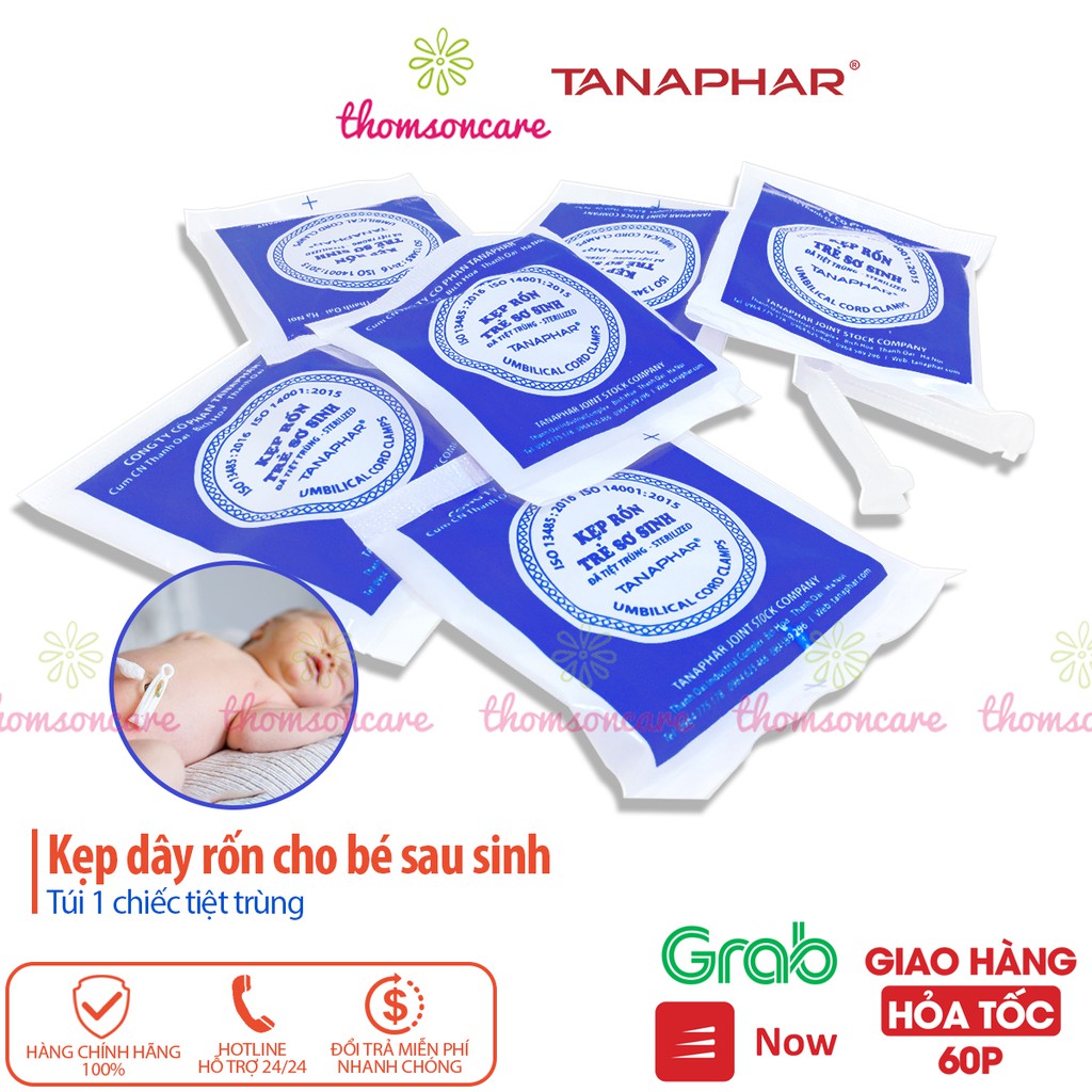Kẹp rốn trẻ sơ sinh Tanaphar, dụng cụ nẹp dây rốn cho bé mới sinh đã tiệt trùng