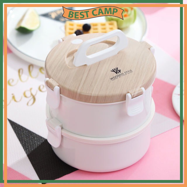 Hộp Cơm Giữ Nhiệt 2 Tầng INOX 304 Hình Tròn 1.6L | BigBuy360 - bigbuy360.vn