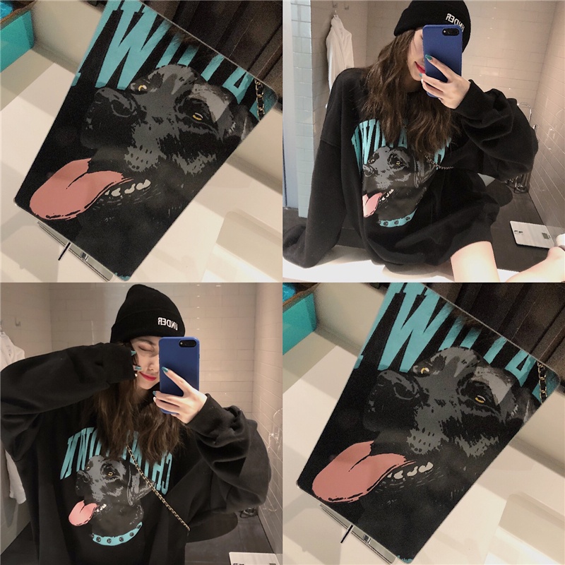 Áo sweatshirt mỏng Xiaozhainv tay dài dáng rộng in chữ phong cách vintage Hàn Quốc thời trang thường ngày | BigBuy360 - bigbuy360.vn
