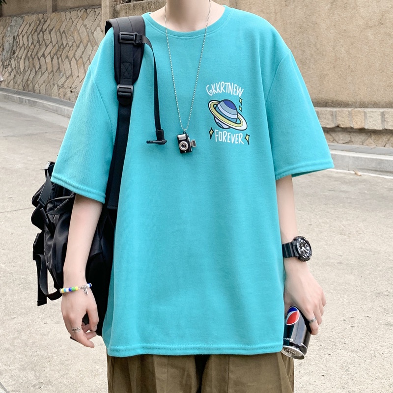 Áo thun dáng rộng cỡ lớn in họa tiết Nasa phong cách harajuku Nhật Bản thời trang năng động cho nam size S-8XL