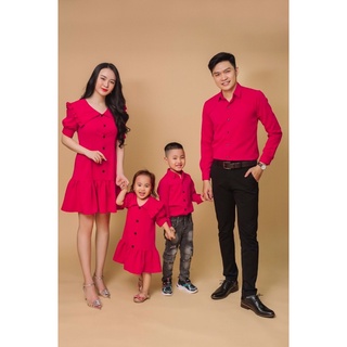đồ gia đình màu đỏ - phù hợp lễ -Tết - Noel - đi tiệc - áo gia đình chụp hình kỉ niệm cuối năm thôi nôi màu đỏ
