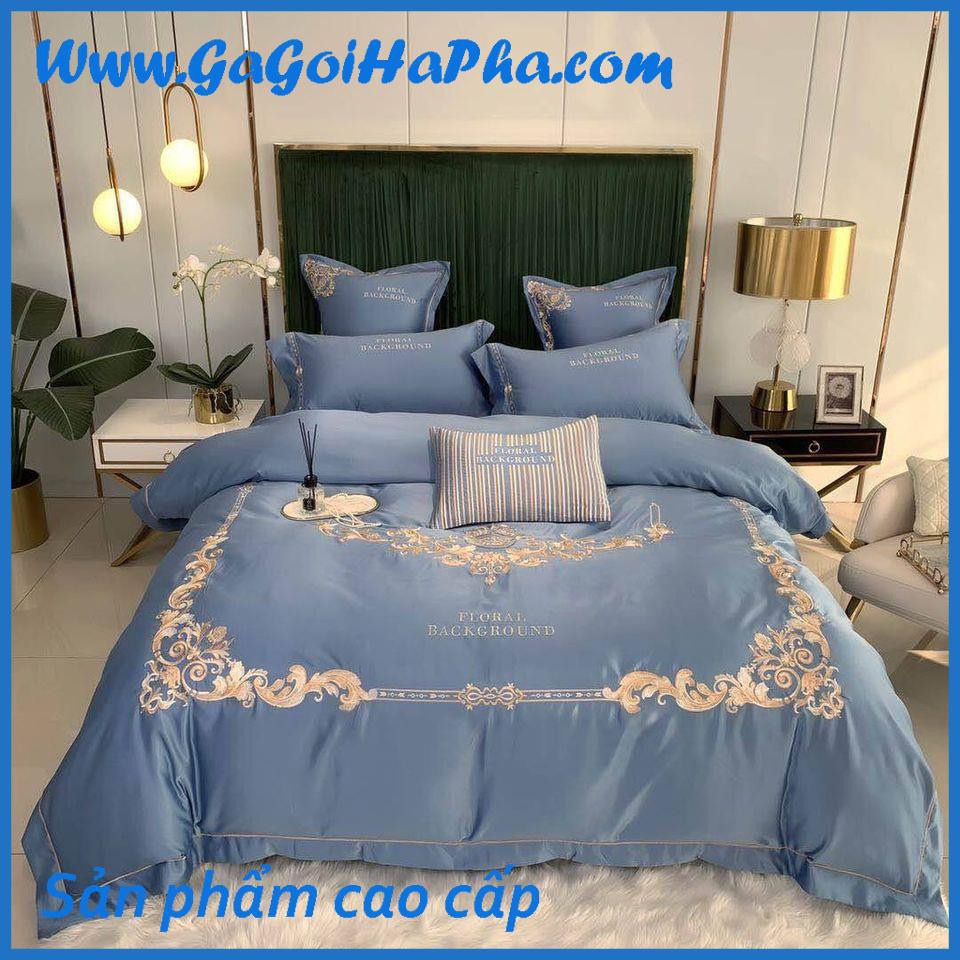 Bộ chăn ga gối lụa hoàng gia Background cao cấp, bộ ga giường lụa cao cấp đẹp